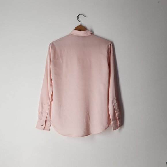 Ralph Lauren Satin Pink Charmeuse Shirt Button Down Blouse top XS black label - Picture 2 of 13